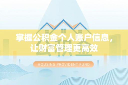 秦皇岛掌握公积金个人账户信息，让财富管理更高效