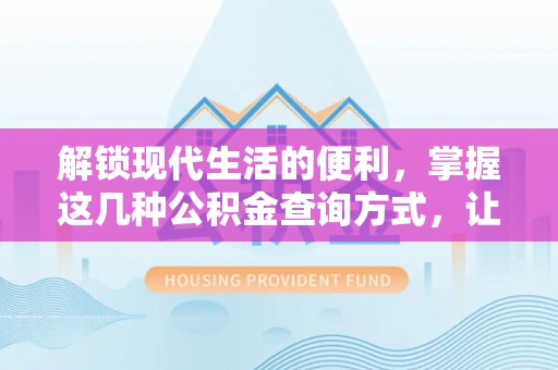秦皇岛解锁现代生活的便利，掌握这几种公积金查询方式，让理财更轻松